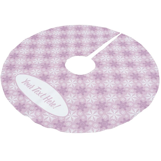 Bright Pink and Winter White Snowflake Pattern Brushed Polyester Tree Skirt (Angled)