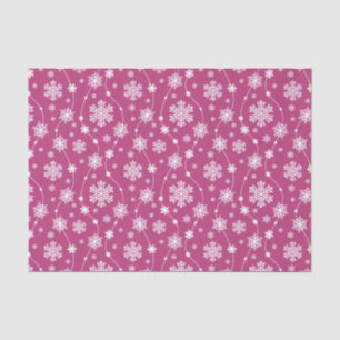 Bright Pink and Winter White Snowflake Pattern Tissue Paper
