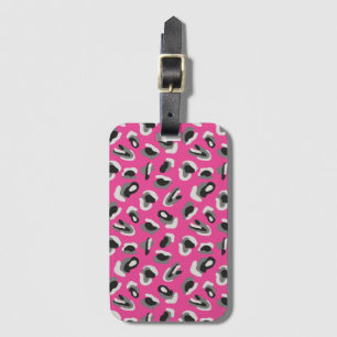 Bright pink animal print pattern luggage tag