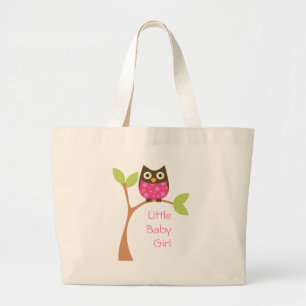 Bright Pink Baby Owl Large Tote Bag