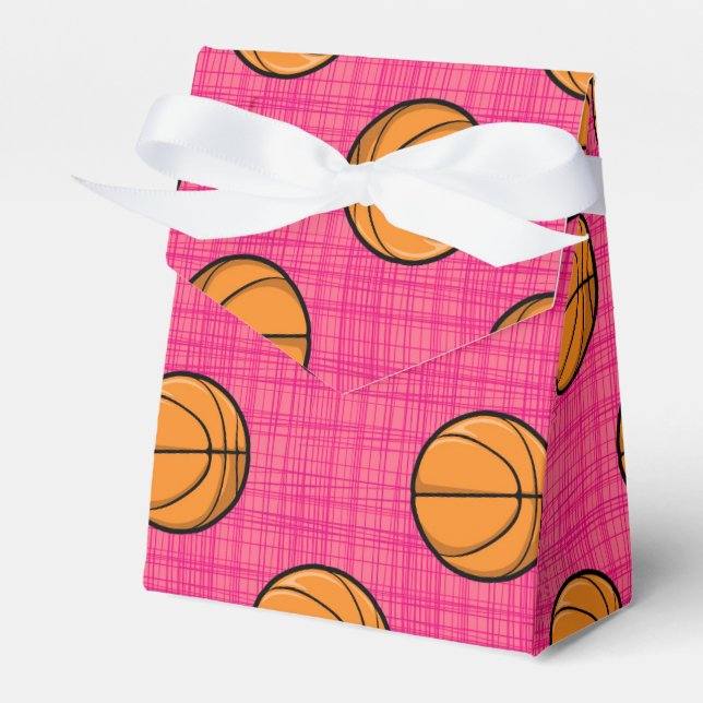 Bright Pink Basketball Pattern Favor Box (Front Side)