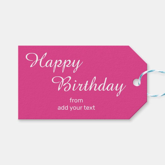 Bright Pink Birthday Gift Tags (Front (Horizontal))