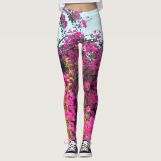Bright Pink Bougainvillea Photo Printed Leggings