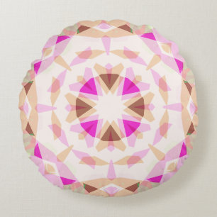 Bright Pink Brown Star Dopamine Decor Eclectic  Round Pillow