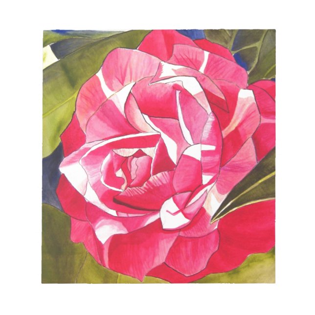 Bright pink Camellia watercolor art flower Notepad (Front)