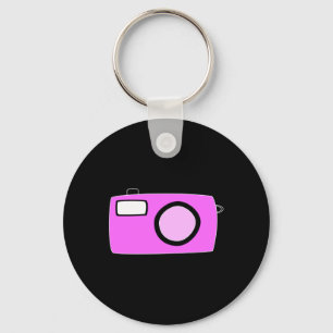 Bright Pink Camera. On Black. Keychain