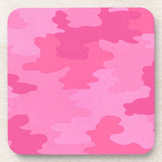 Bright Pink Camouflage Coasters (Front)