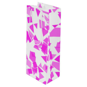 Bright Pink Confetti on White Wine Gift Bag