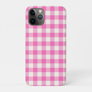 Bright Pink Cottagecore Gingham Check Plaid iPhone 11 Pro Case