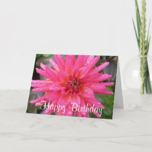 Bright Pink Dahlia Birthday Card