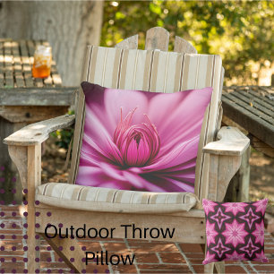 Bright Pink Dahlia, Floral, Outdoor Pillow