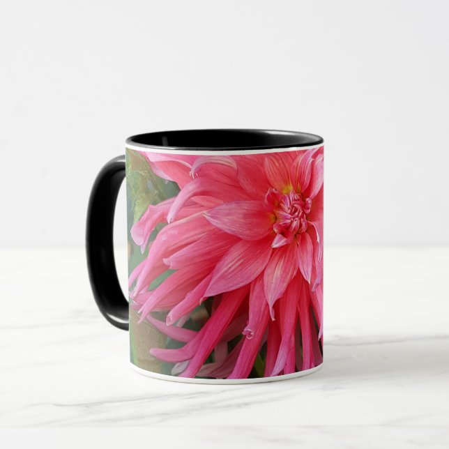 Bright pink Dahlia flower. Mug (Front Left)