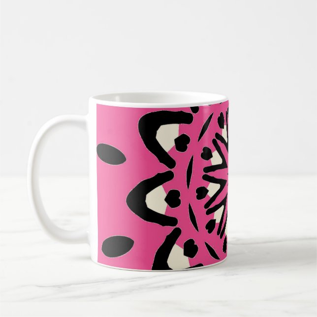 Bright Pink Design Abstract Artwork Coffee Mug Cup (Left)