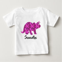 Bright Pink Dinosaur Personalized Girl Shirt