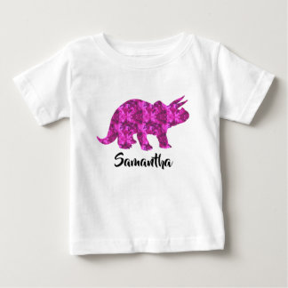 Bright Pink Dinosaur Personalized Girl Shirt