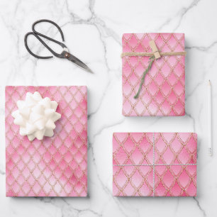 Bright Pink Dragon Scales Wrapping Paper Sheet