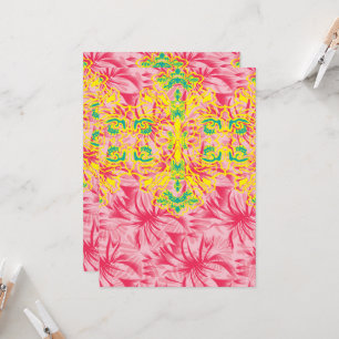 Bright pink fabric featuring vibrant floral patter invitation