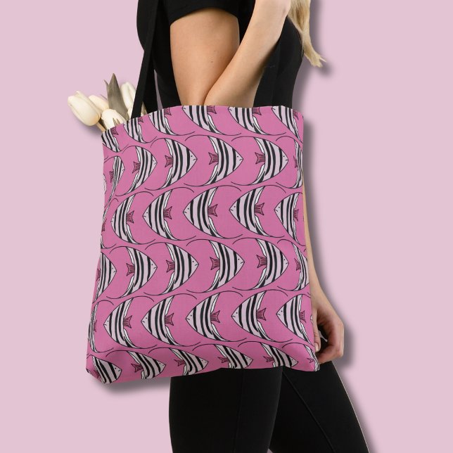 Bright Pink Fish pattern Tote Bag (Pink fish pattern tote bag)