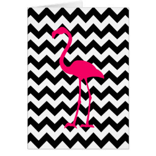 Bright Pink Flamingo Black and White Zigzag