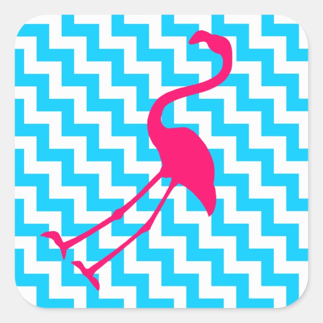Bright Pink Flamingo Square Sticker (Front)