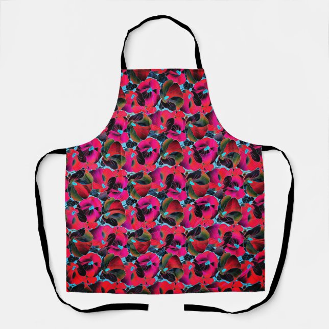 Bright pink floral  apron (Front)