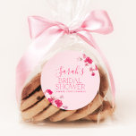 Bright Pink Floral Bridal Shower Favour Tag Sticke<br><div class="desc">A bright,  fun and modern bridal shower round favour tag sticker for your bridal shower. Hot pink details with pink roses make this the perfect tag for your bridal shower favours for your guests to take home.</div>