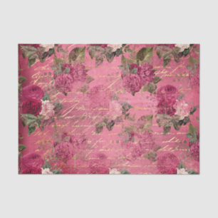 Bright Pink Floral Ephemera Tissue Paper
