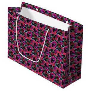 Bright pink floral large gift bag