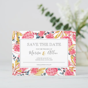 Bright Pink Floral Pattern Save The Date
