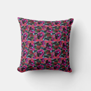 Bright pink floral  throw pillow