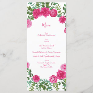 Bright Pink Floral Wedding Menu