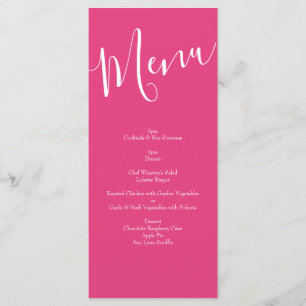 Bright Pink Floral Wedding Menu