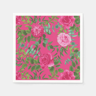 Bright Pink Floral Wedding Napkin