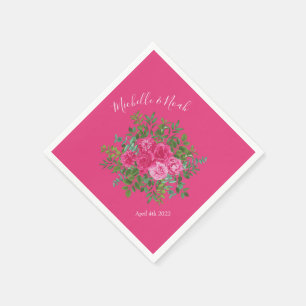 Bright Pink Floral Wedding Napkin