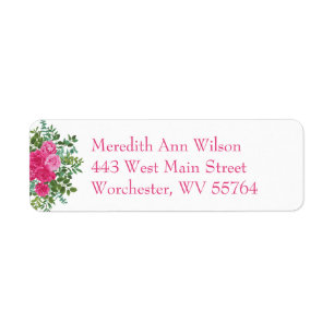 Bright Pink Floral Wedding Return Address Labels