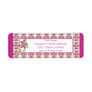 Bright pink floral with green address