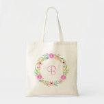 Bright pink floral wreath personalzied gift tote bag<br><div class="desc">Bright pink floral wreath personalzied gift tote bag. Violet Print ©</div>