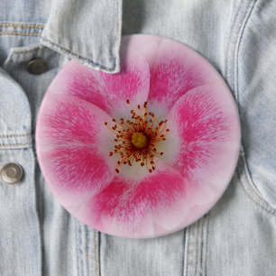 bright pink flower 6 inch round button