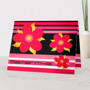 Bright Pink Flower Accented Design Card