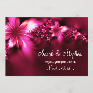 Bright pink flower wedding invitation