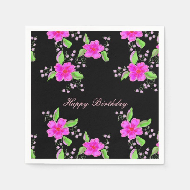 Bright Pink Flowered Napkin (Front)