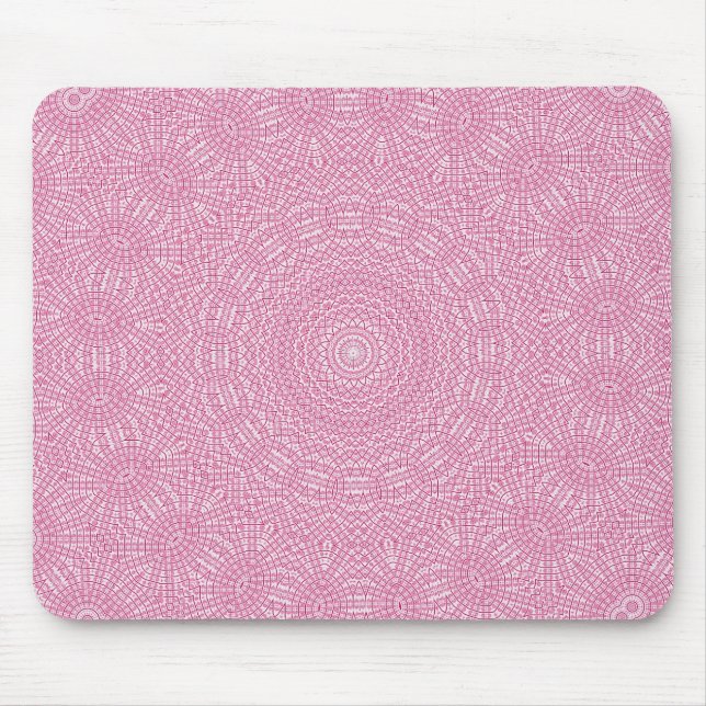 Bright pink fractal pattern design mouse pad (Front)
