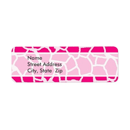 Bright Pink Giraffe Animal Print Return Address Label