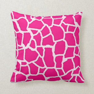 Bright Pink Giraffe Animal Print Throw Pillow