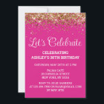 Bright Pink Glitter 30th Birthday Let's Celebrate Invitation<br><div class="desc">Bright Pink Gold Glitter Invite,  30th Birthday Party invitation Thirty,  Let's celebrate digital Any Age,  Instant download Forty Fifty Sixty,  Personalized 21st 40th 50th 60th,  Elegant Milestone template Sweet 16,  Custom 18th Glam Golden Confetti,  Adult Calligraphy Modern Stylish script,  Chic trendy simple for her,  Bling 16th quinceanera 15th celebration</div>