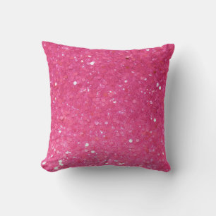 Bright Pink Glitter Throw Pillow