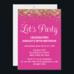 Bright Pink Gold Glitter 30th Birthday Let's Party Invitation<br><div class="desc">Bright Pink Gold Glitter Invite,  30th Birthday invitation Let's party,  digital template Thirty Any Age,  Instant download Forty Fifty Sixty,  Personalized 21st 40th 50th 60th,  Elegant Milestone Celebrate Sweet 16,  Custom 18th Glam Golden Confetti,  Adult Calligraphy Modern Stylish script,  Chic trendy simple for her,  Bling 16th quinceanera 15th celebration</div>