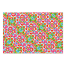 Bright Pink, Green, Blue, Orange & White Pattern