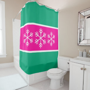 Bright Pink Green Blue Stripes Alpine Snowflakes