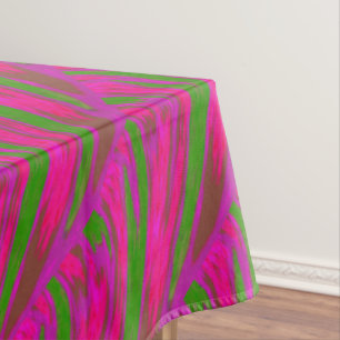 Bright Pink Green Colour Swish Abstract Tablecloth